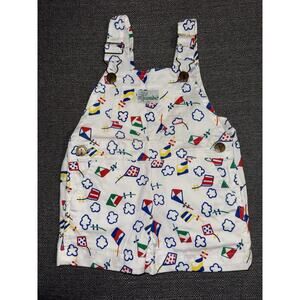 Vintage Kids Cutecumber 80s Kyte Color Block Print Overalls *NWT*